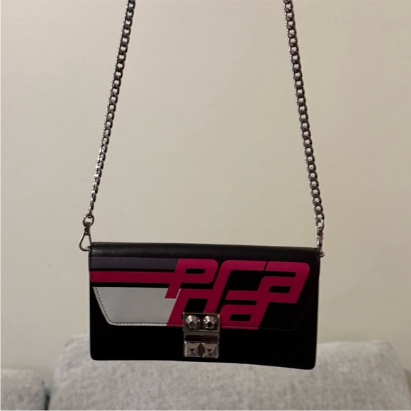 Prada Black and Pink Racing Stud lock wallet on chain - Picture 7 of 7